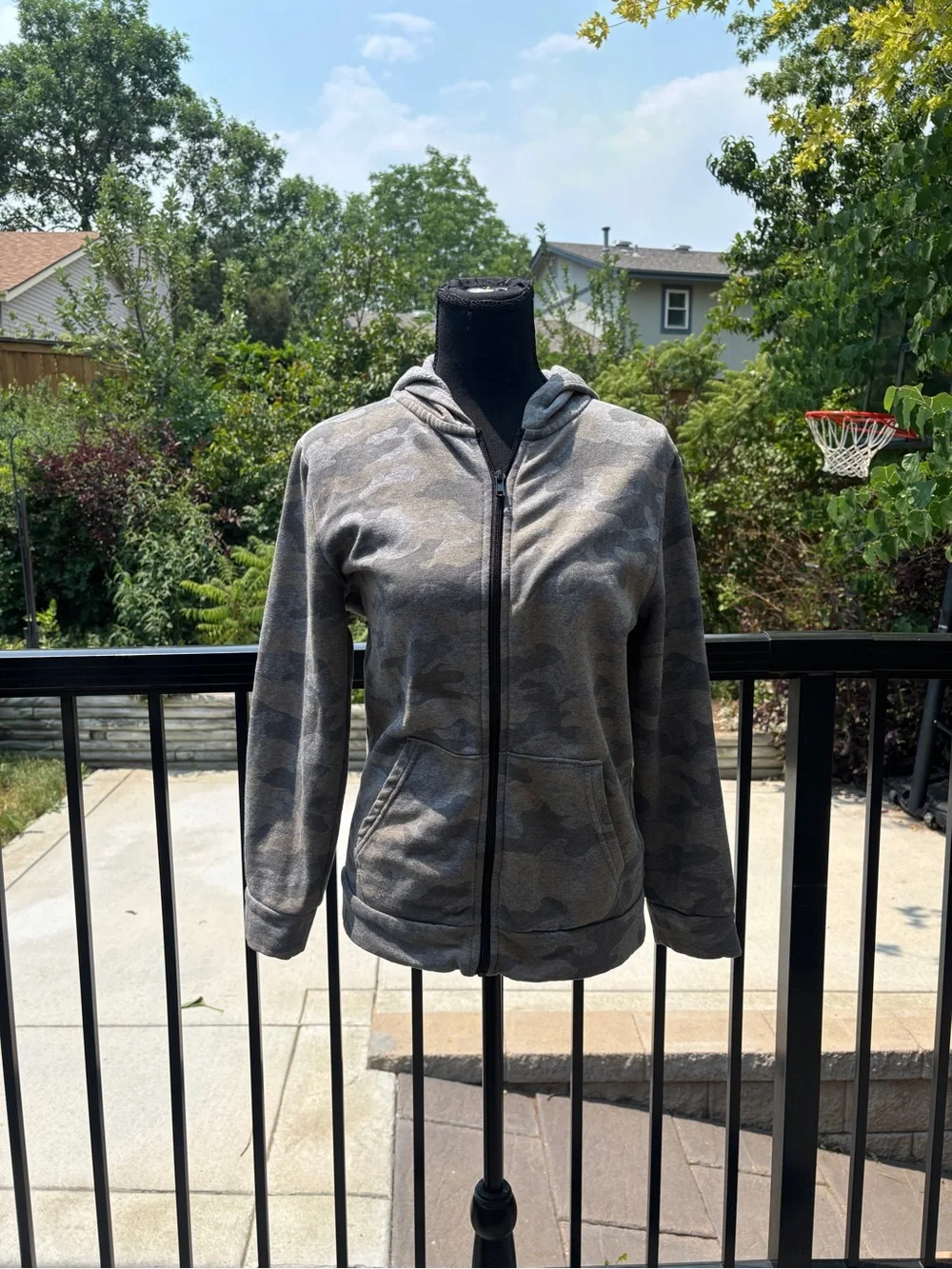 Gray Camo Zip-Up Hoodie Jacket- Old Navy